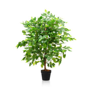 3ft Realistic Artificial Ficus Tree Plant Green Large Bushy Ficus 90cm