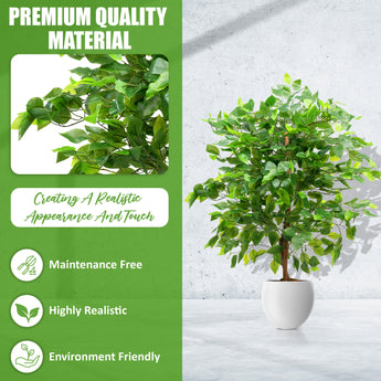 3ft Realistic Artificial Ficus Tree Plant Green Large Bushy Ficus 90cm