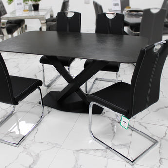 X Shape Ceramic Dining Table 160cm with Chairs